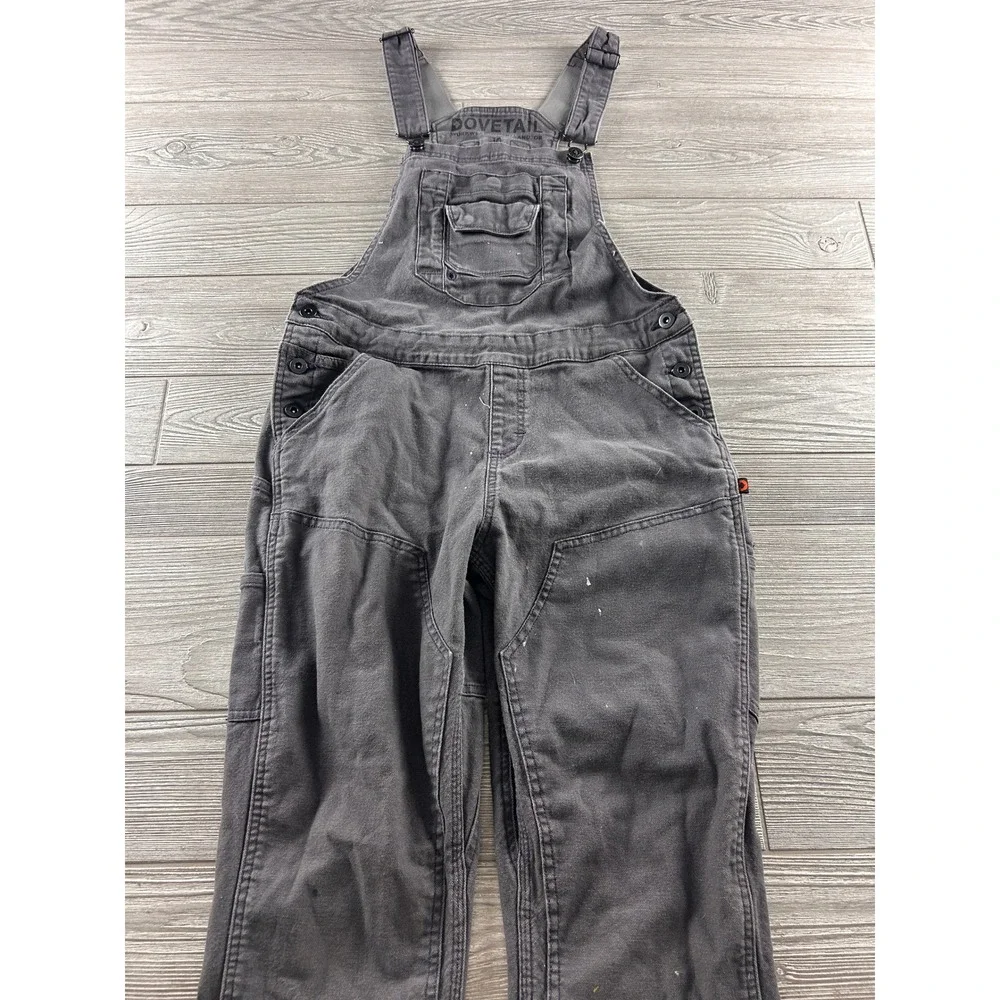 Dovetail Workwear Freshley Overalls Gray Canvas Double Knee Womens 10/32 Bibs